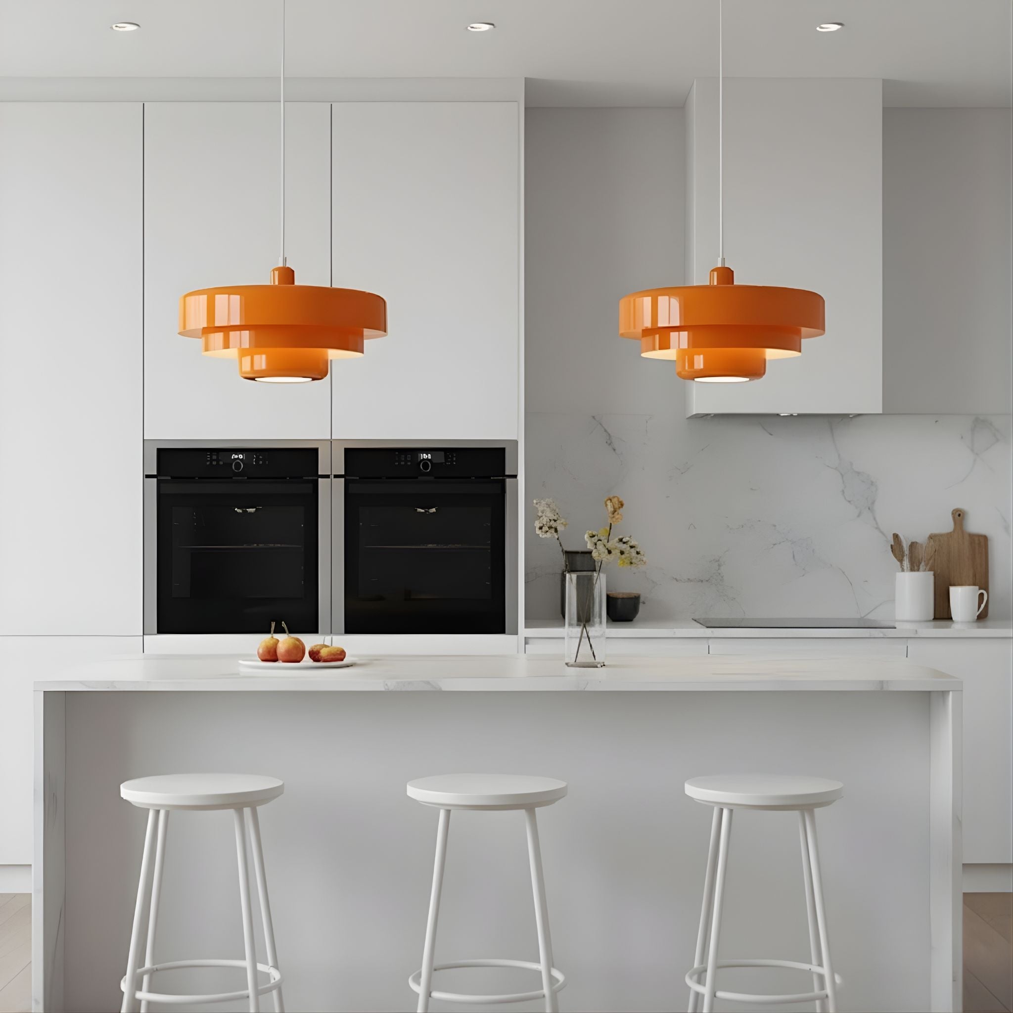 Metal Pendant Light With Layered Shade Bauhaus-Inspired Mid-Century Design