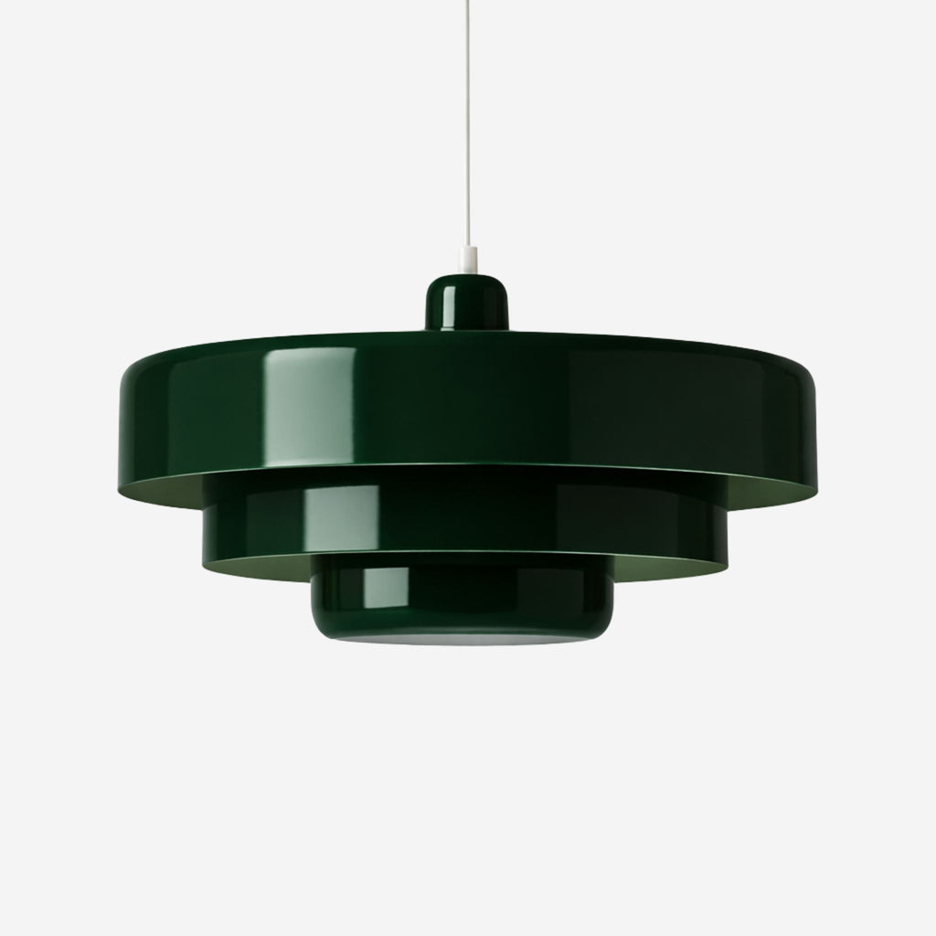 Metal Pendant Light With Layered Shade Bauhaus-Inspired Mid-Century Design