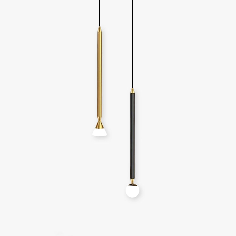 Slim Metal And Acrylic Pendant Light With Long Slim Rod Minimalist Design