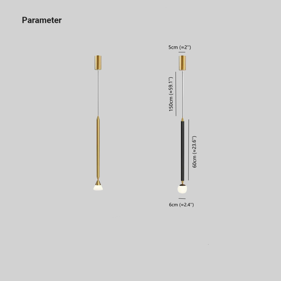 Slim Metal And Acrylic Pendant Light With Long Slim Rod Minimalist Design
