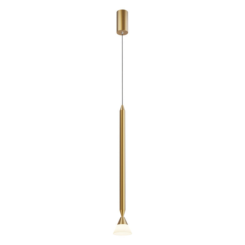 Slim Metal And Acrylic Pendant Light With Long Slim Rod Minimalist Design