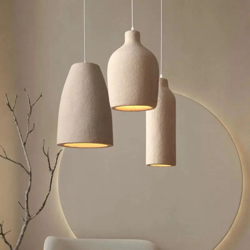 Stone-Like Pendant Light In Organic Form, Wabi-Sabi Style