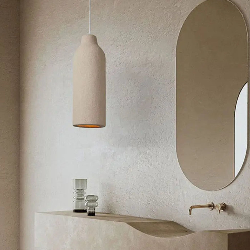 Stone-Like Pendant Light In Organic Form, Wabi-Sabi Style
