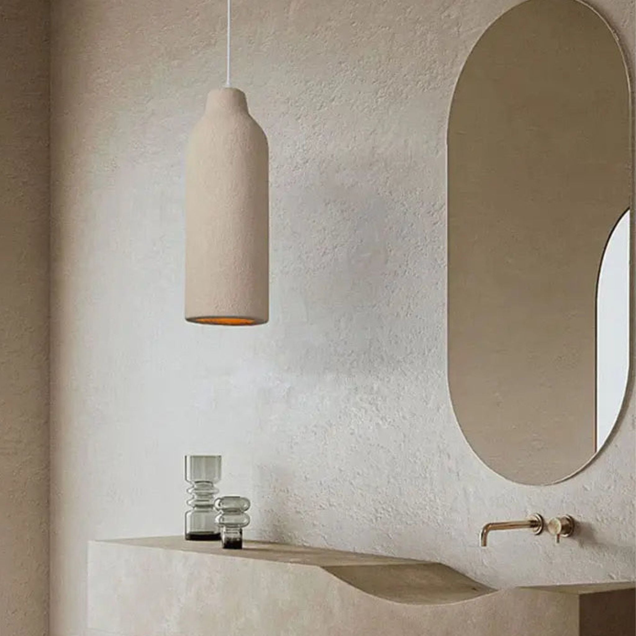 Stone-Like Pendant Light In Organic Form, Wabi-Sabi Style