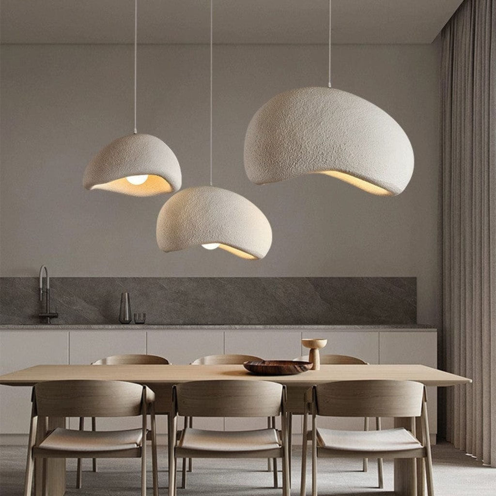 Japandi Stone Textured Pendant Lamp With Organic Dome