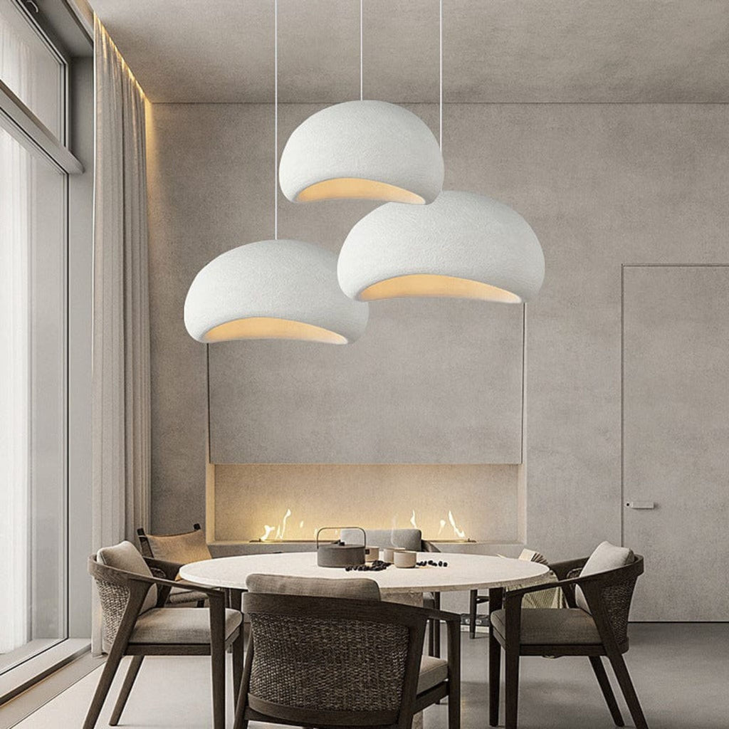Japandi Stone Textured Pendant Lamp With Organic Dome