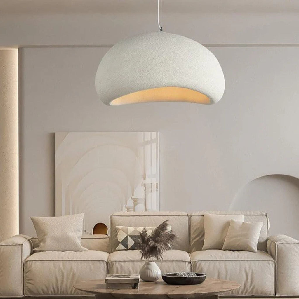 Japandi Stone Textured Pendant Lamp With Organic Dome