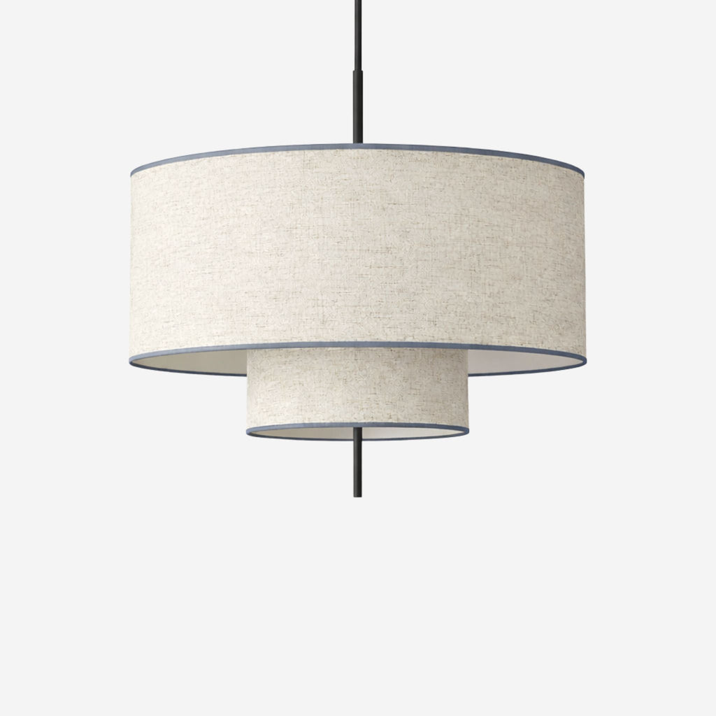 Textile Pendant Lamp With Double Cylinder Shade Classic Natural Tone