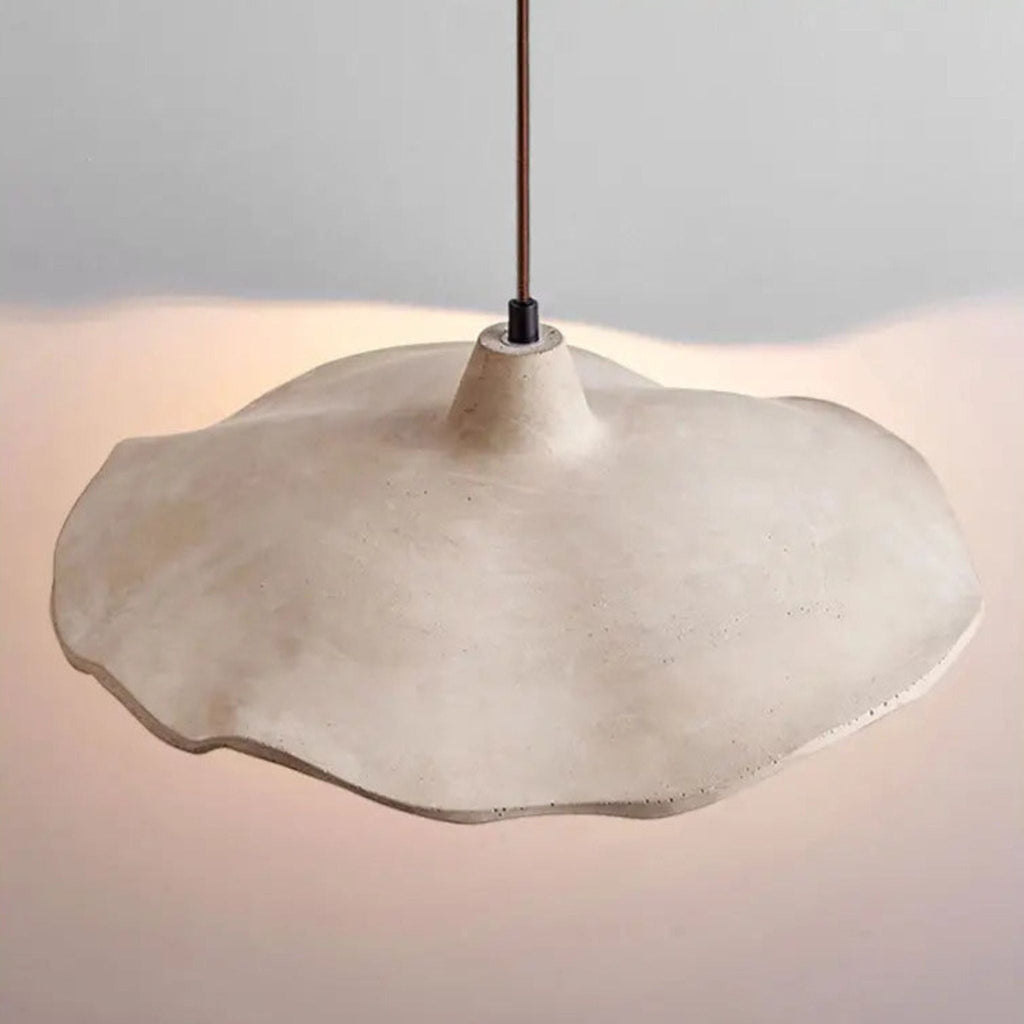 Travertine Pendant Lamp With Sculptural Wave Shade Dimbara E27