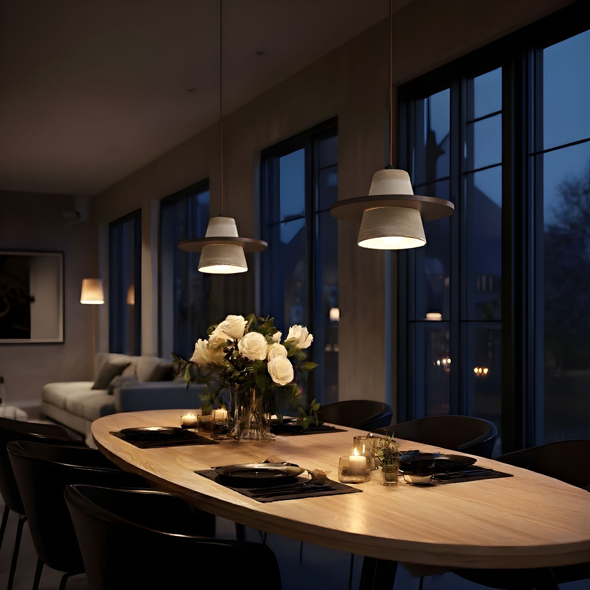 Pendant Light In Travertine And Wood With Wide Shade Wabi Sabi Design
