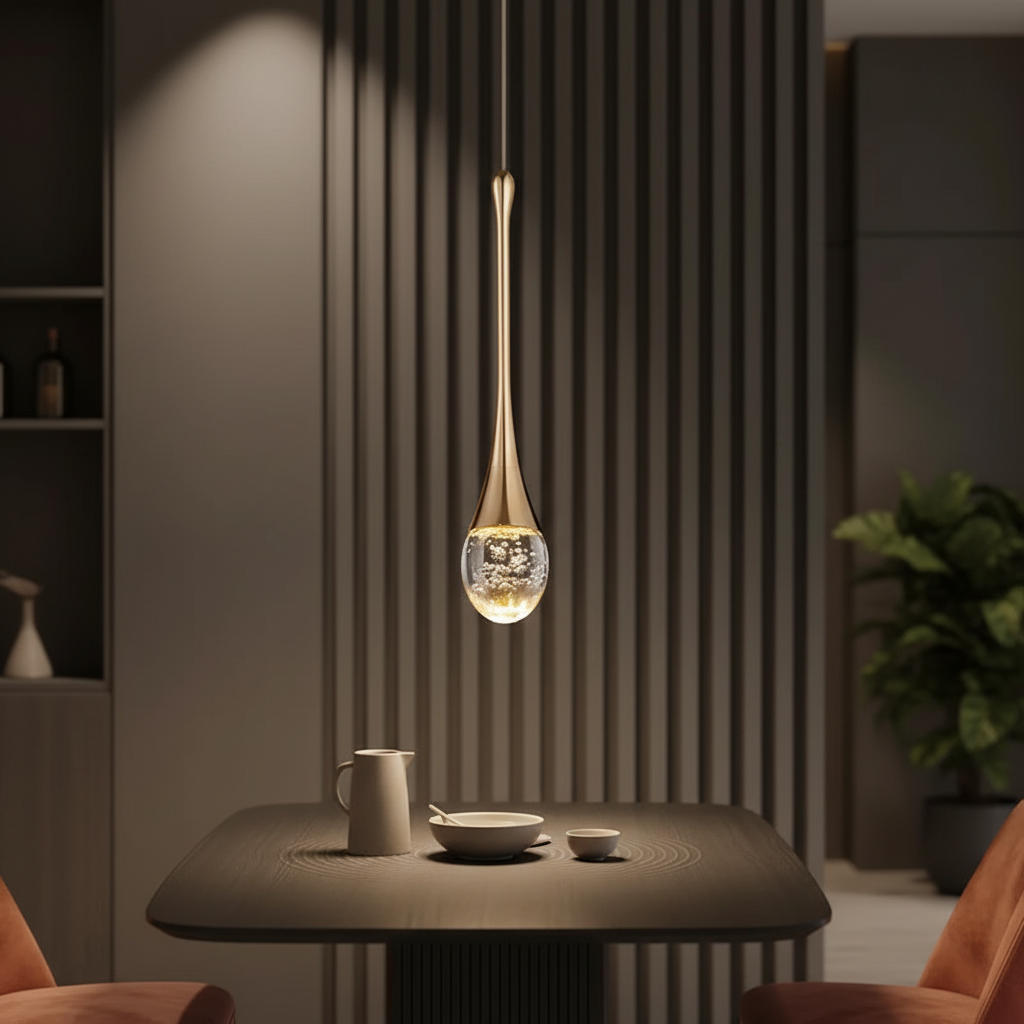Skleněné závěsné svítidlo SoftLumen ve tvaru kapky — nastavitelný kabel