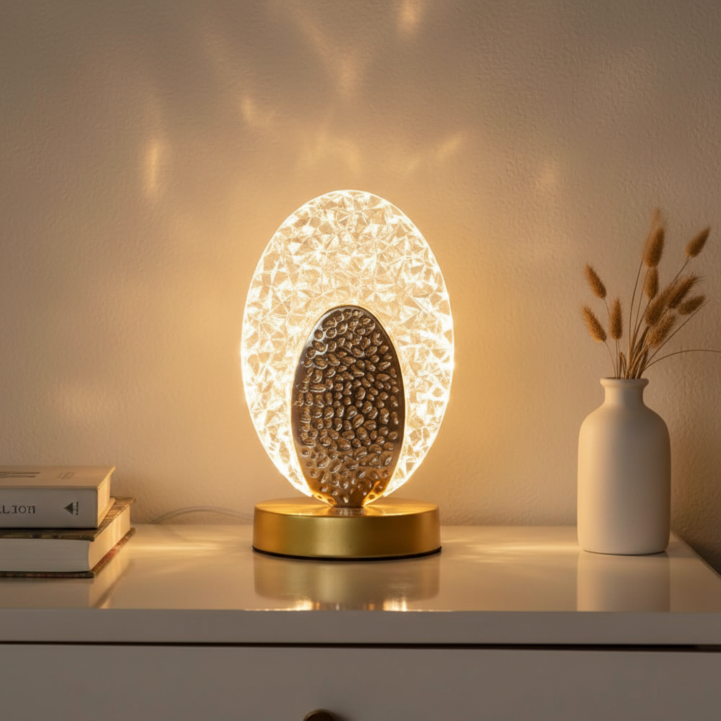 AureaFeather Peacock-Inspired Table Lamp — Warm LED Light