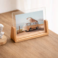 Transparent Acrylic Photo Frame — Solid Wood Base, U-Shape Support