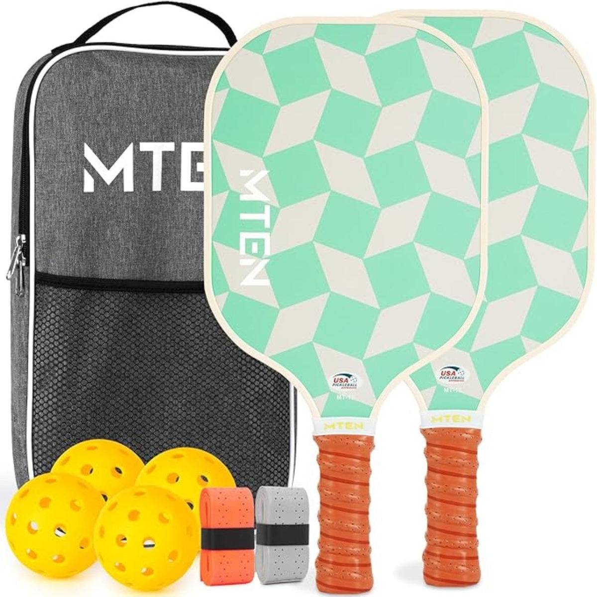 2er-Pack leichte Pickleball-Schläger aus Fiberglas — Ballset inklusive