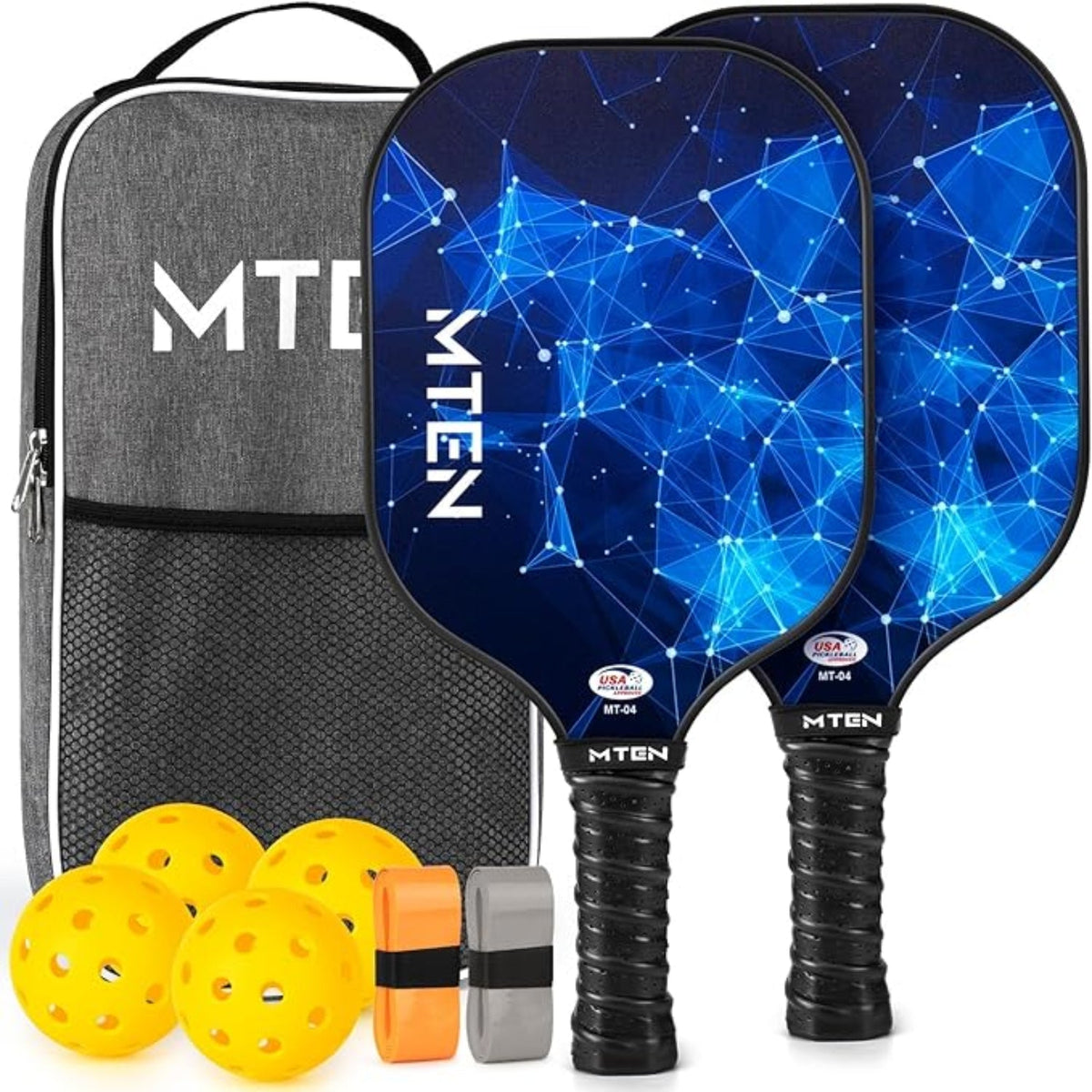 2er-Pack leichte Pickleball-Schläger aus Fiberglas — Ballset inklusive