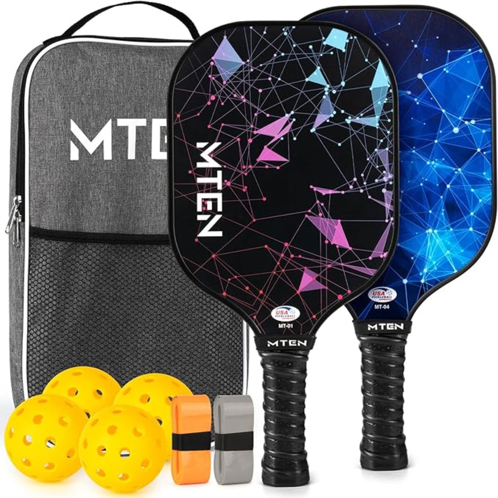 2er-Pack leichte Pickleball-Schläger aus Fiberglas — Ballset inklusive