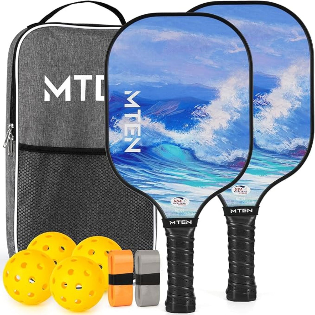 2er-Pack leichte Pickleball-Schläger aus Fiberglas — Ballset inklusive
