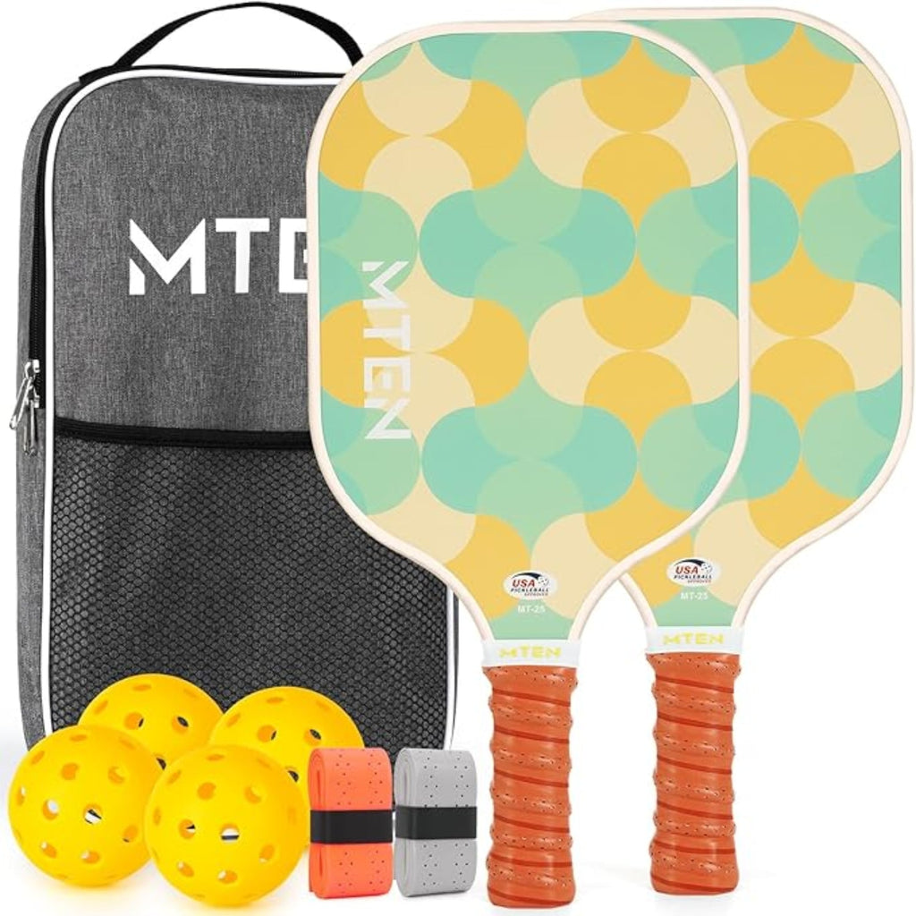2er-Pack leichte Pickleball-Schläger aus Fiberglas — Ballset inklusive