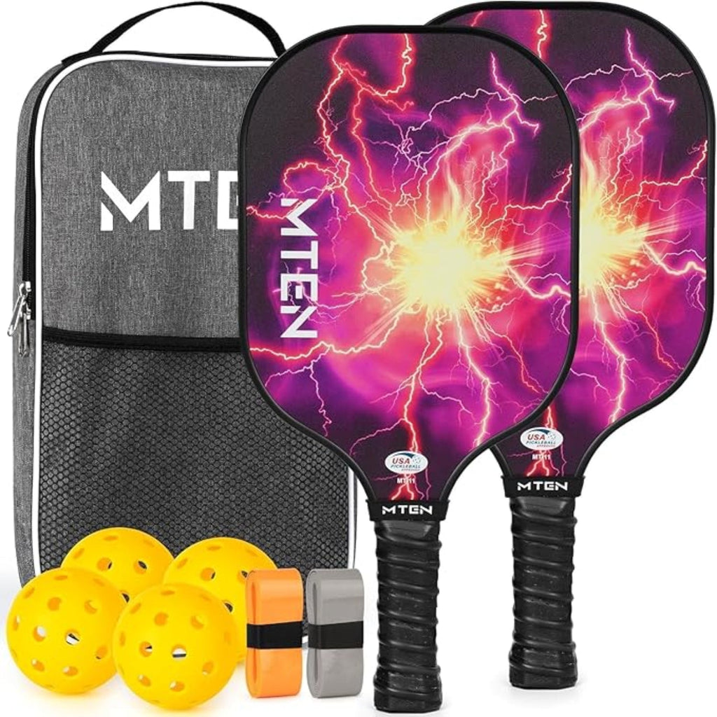 2er-Pack leichte Pickleball-Schläger aus Fiberglas — Ballset inklusive