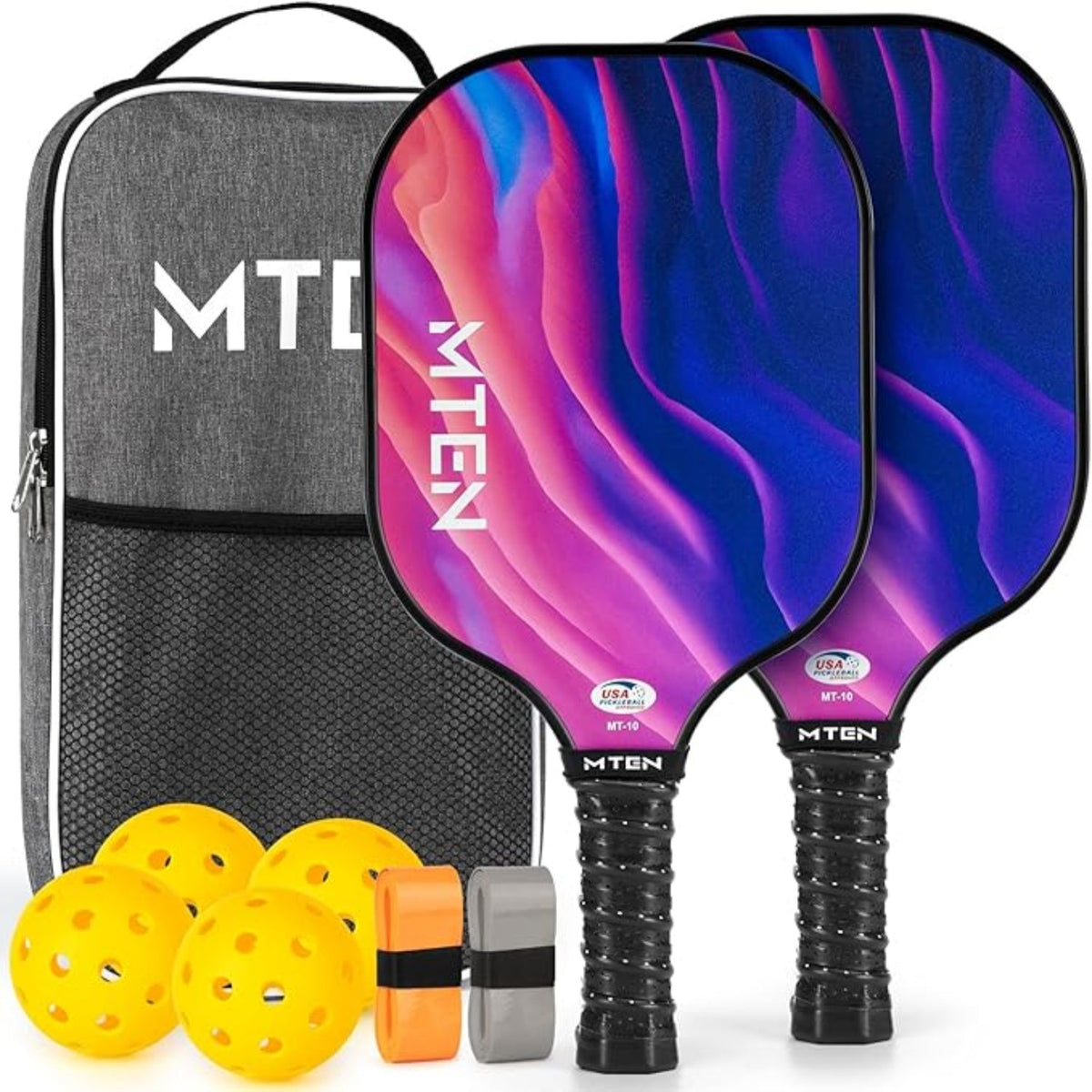 2er-Pack leichte Pickleball-Schläger aus Fiberglas — Ballset inklusive