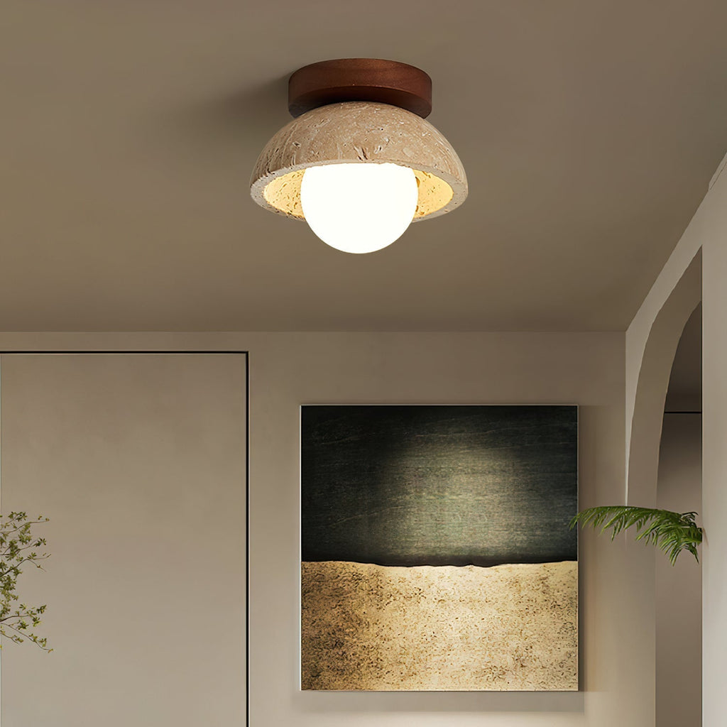 Vela Minimal Travertine Ceiling Lamp