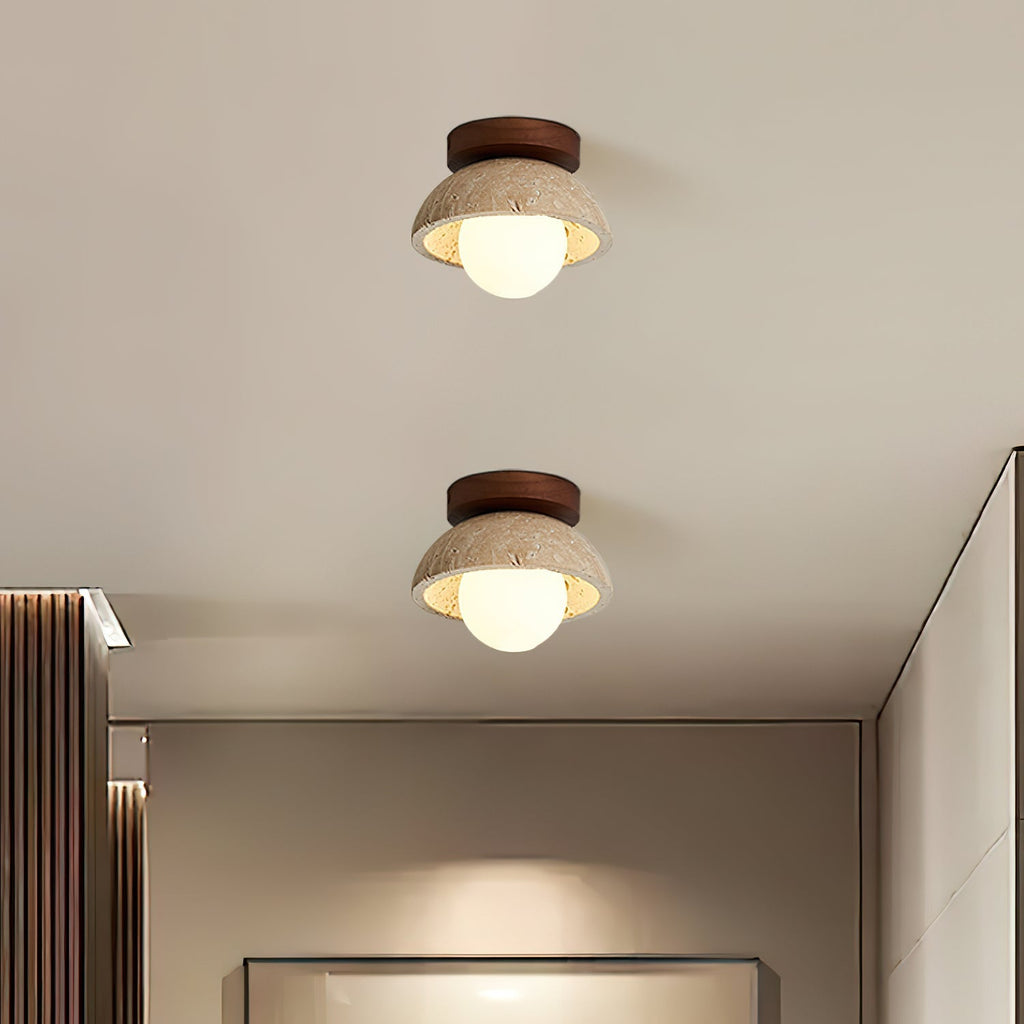 Vela Minimal Travertine Ceiling Lamp