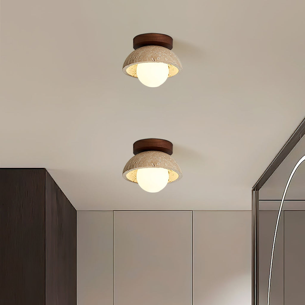 Vela Minimal Travertine Ceiling Lamp