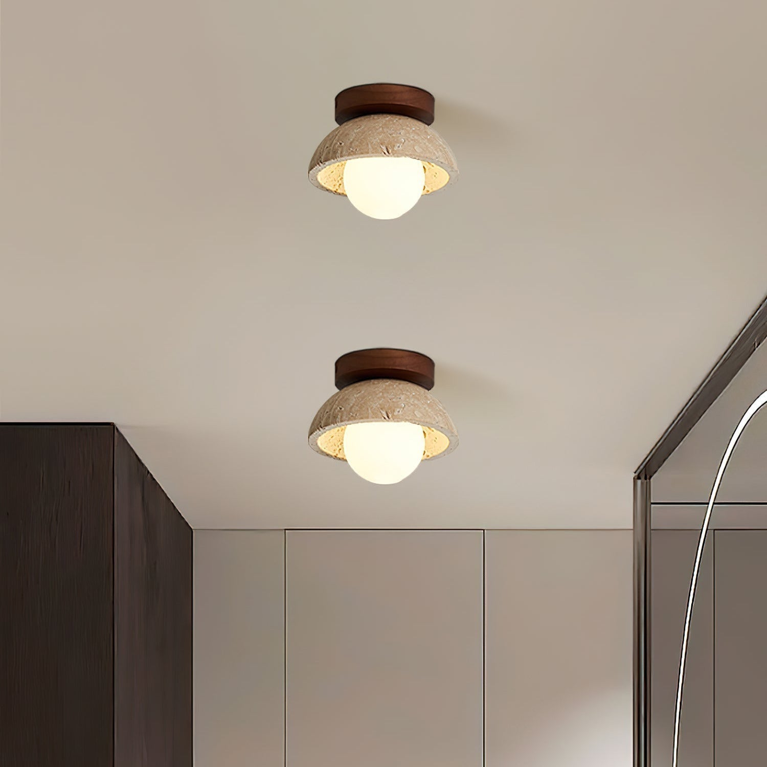 Vela Minimal Travertine Ceiling Lamp