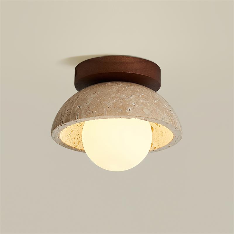 Vela Minimal Travertine Ceiling Lamp