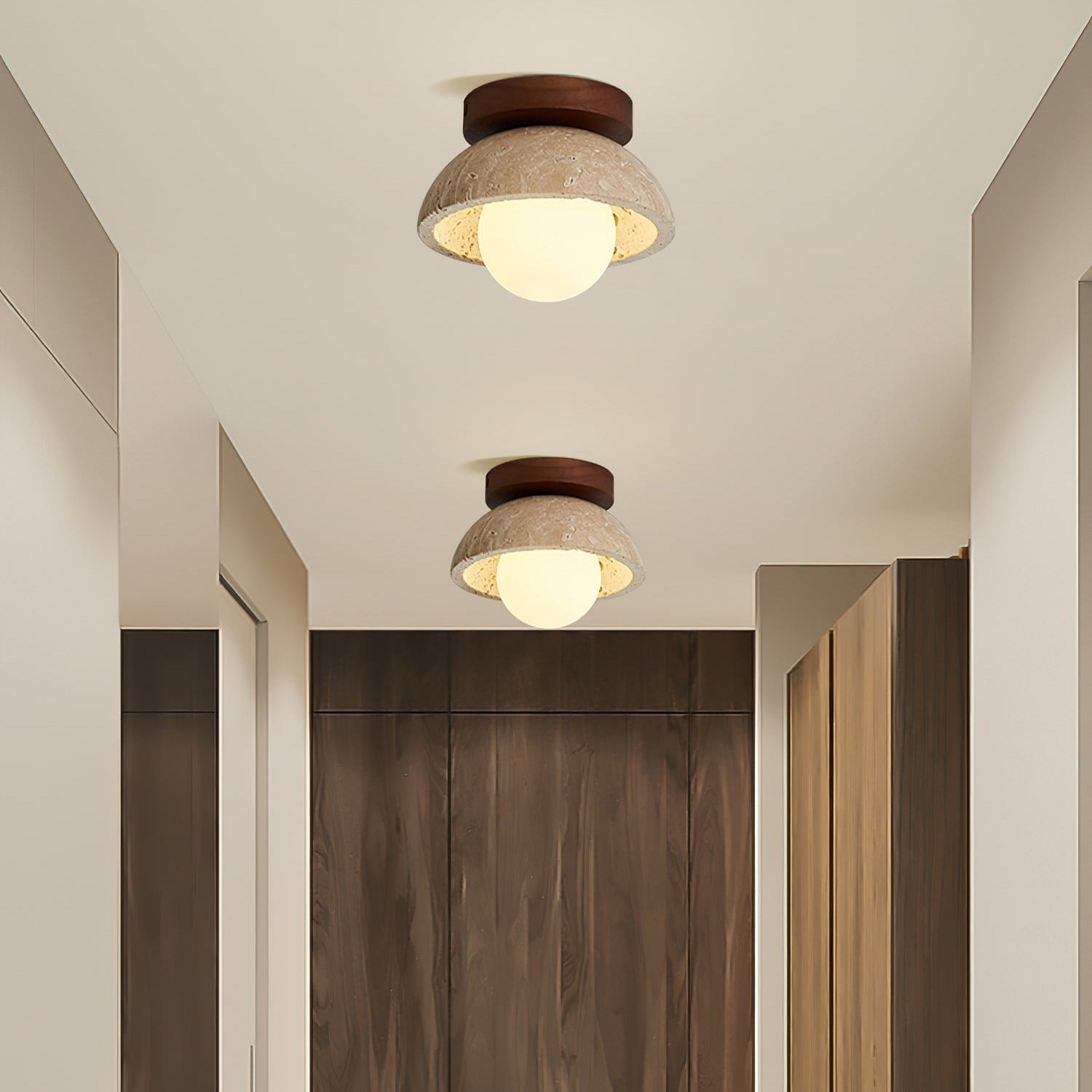 Vela Minimal Travertine Ceiling Lamp