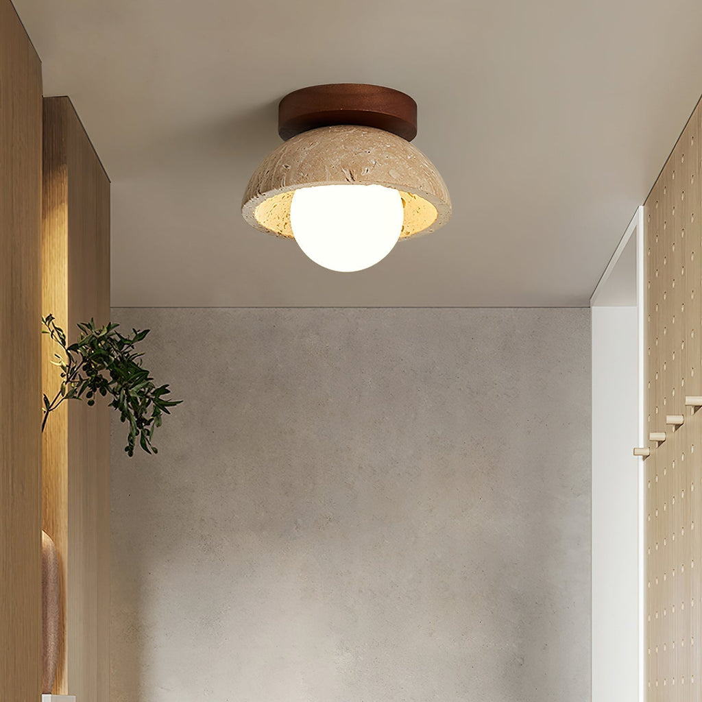 Vela Minimal Travertine Ceiling Lamp