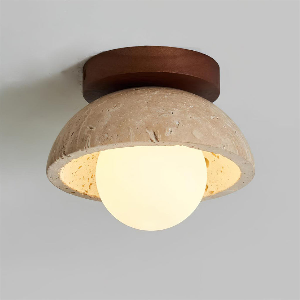 Vela Minimal Travertine Ceiling Lamp