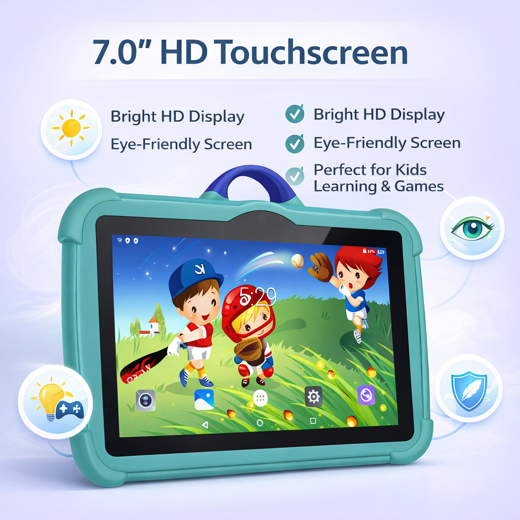 Kids Android Tablet - 4GB RAM - 64GB - Android 13 - Shockproof Case & Kickstand - 4 Colours | meowbutter
