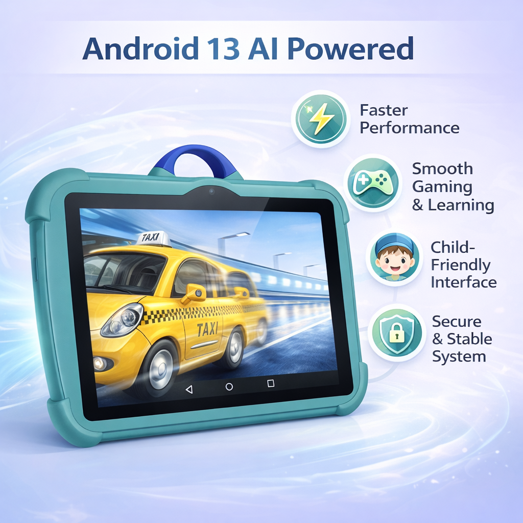 Kids Android Tablet - 4GB RAM - 64GB - Android 13 - Shockproof Case & Kickstand - 4 Colours | meowbutter