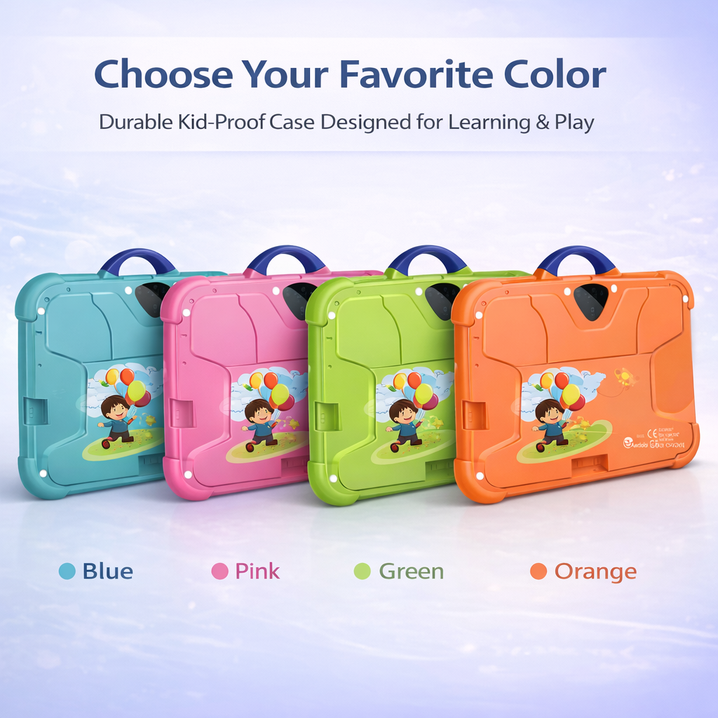 Kids Android Tablet - 4GB RAM - 64GB - Android 13 - Shockproof Case & Kickstand - 4 Colours | meowbutter