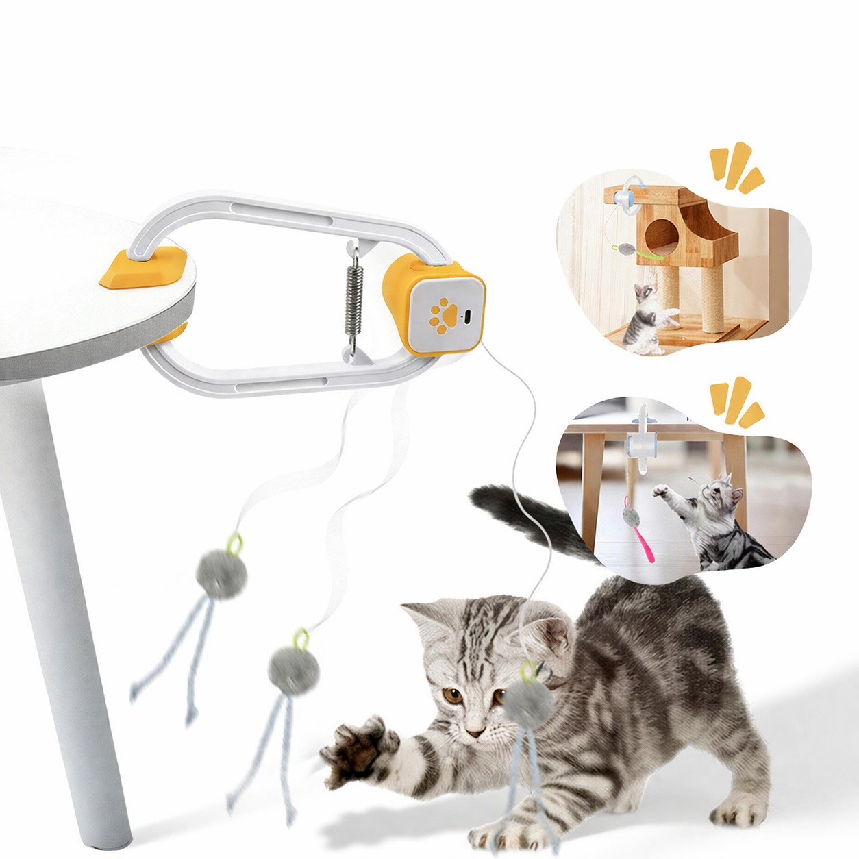 Interaktiv elektronisk kattelegetøjsdrillepind med USB-genopladelige mus | Meowbutter