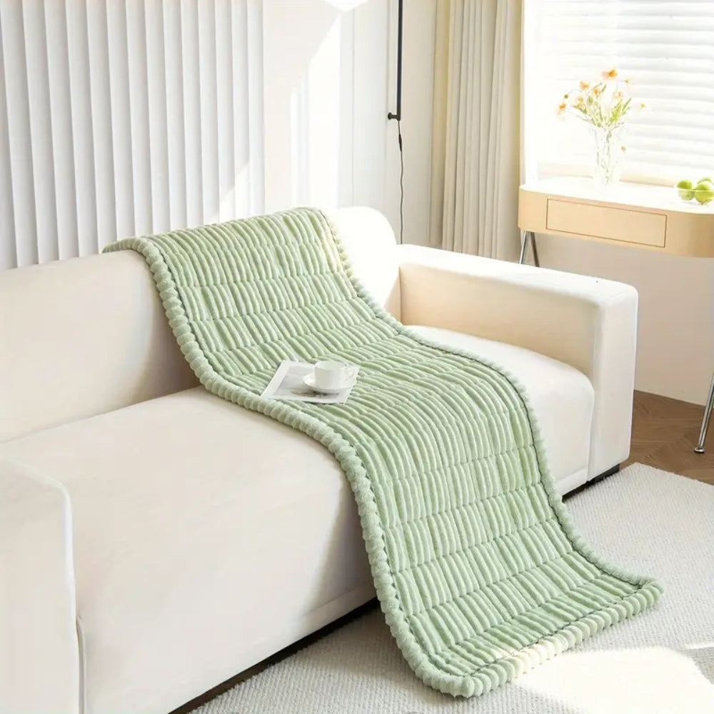 Plush Couch Cover Pleated Edges Sofa Protection Comfort | Meowbutter