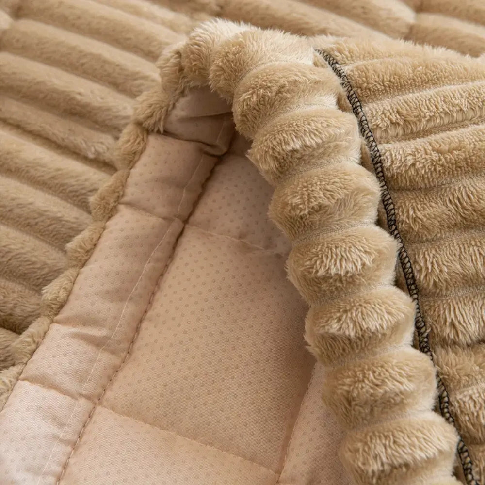 Plush Couch Cover Pleated Edges Sofa Protection Comfort | Meowbutter