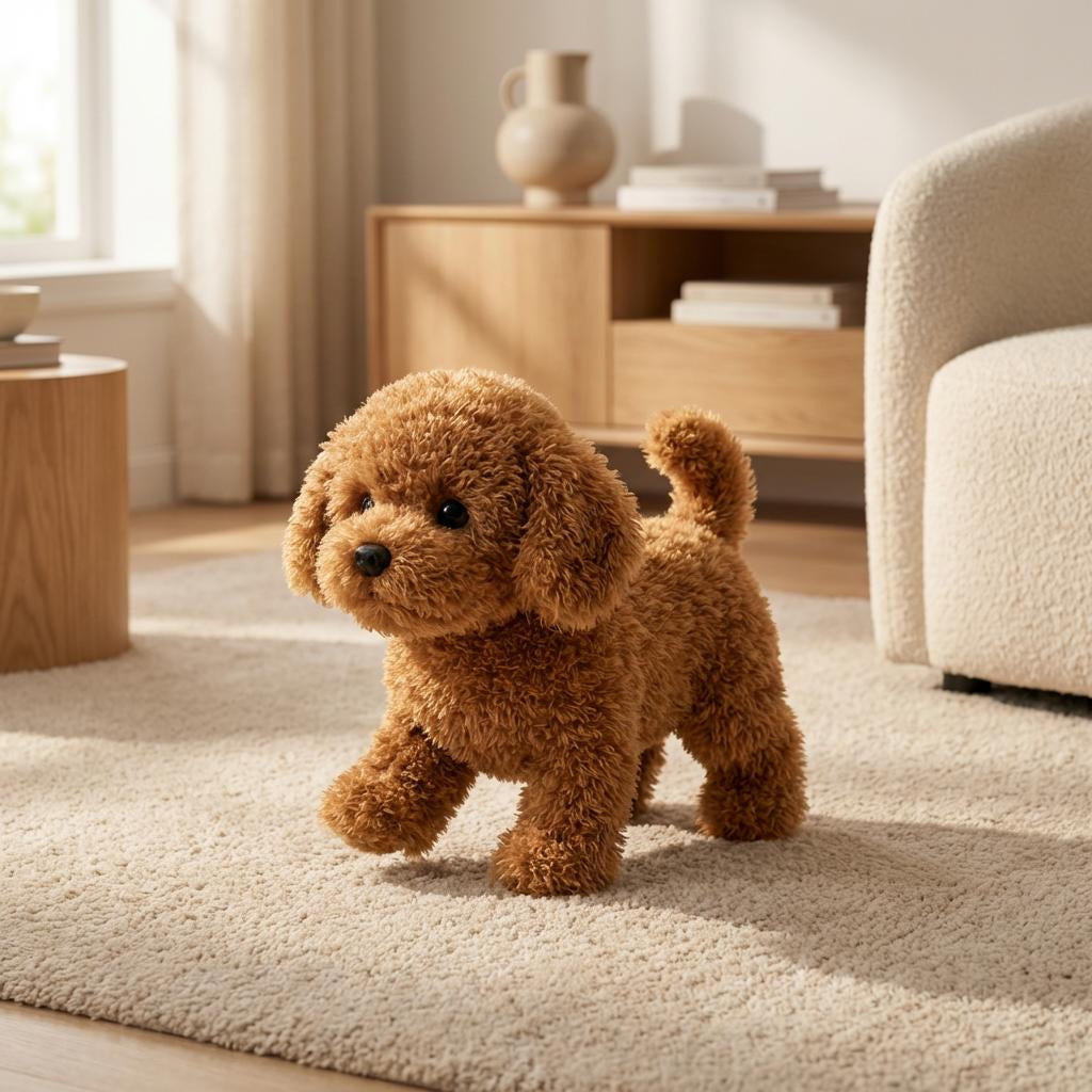 Interactive Battery Powered Plush Puppy Toy — Walking, Nodding, And Bark Sounds