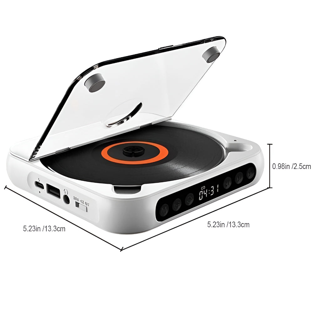 Přenosný Bluetooth CD přehrávač - mechanismus proti přeskakování, konektor pro sluchátka
