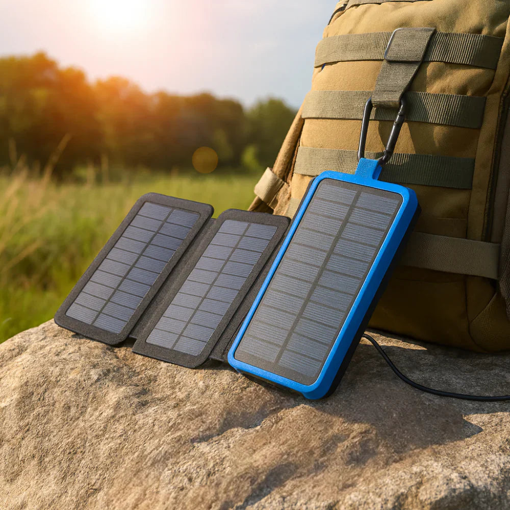 Caricatore Solare Portatile Power Bank con Pannello Pieghevole | Meowbutter