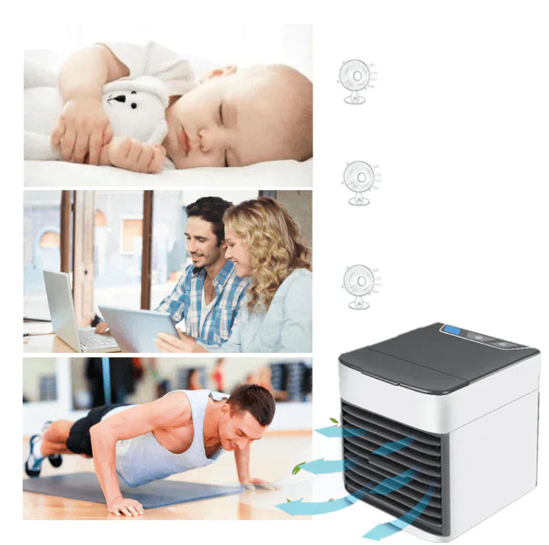 AirCool 3-in-1 tragbarer Verdunstungskühler mit Ventilator – kompaktes Design, integrierte LED-Leuchte
