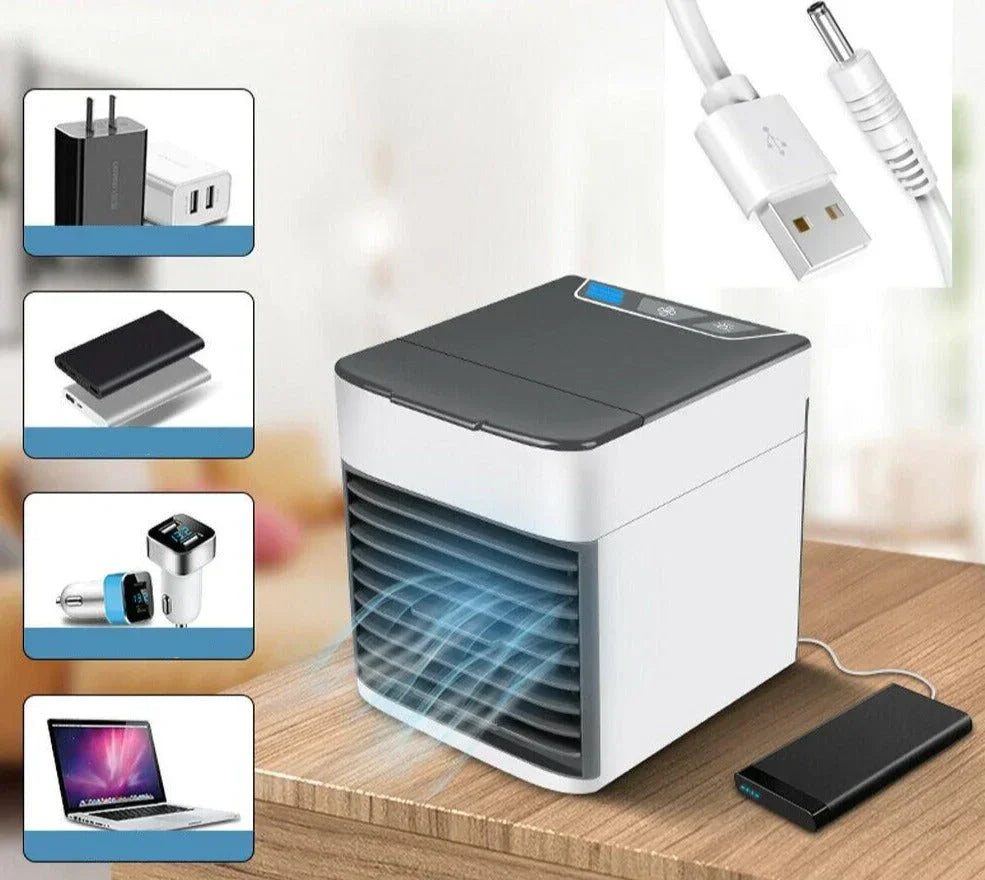 AirCool 3-in-1 tragbarer Verdunstungskühler mit Ventilator – kompaktes Design, integrierte LED-Leuchte