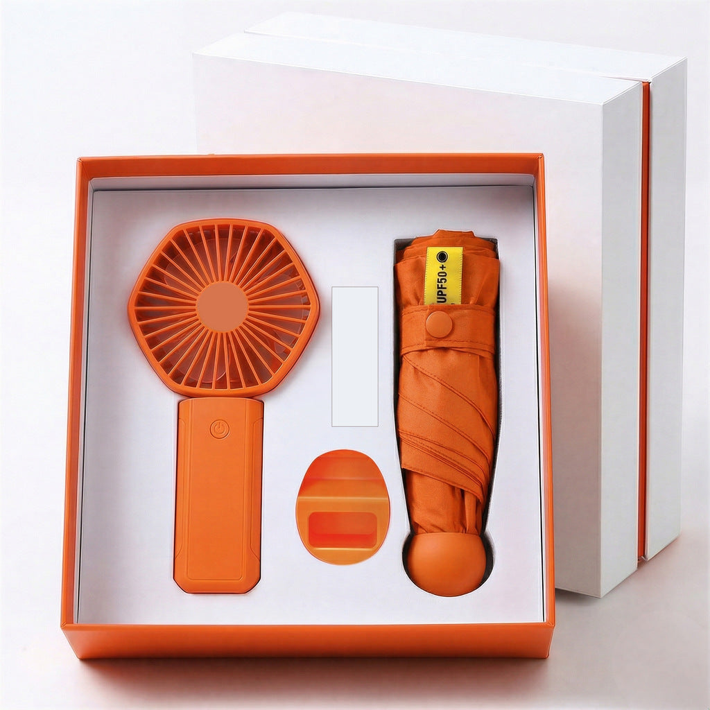 All-Weather Fan and Umbrella Set — UV Protected Portable Design