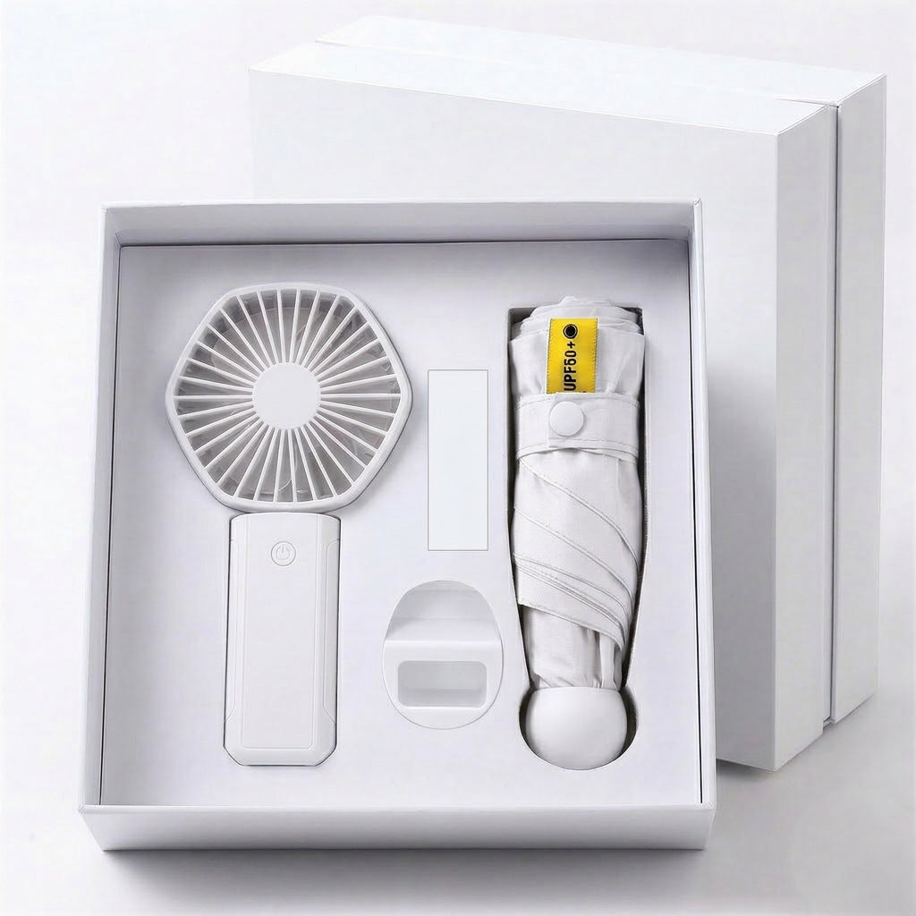 All-Weather Fan and Umbrella Set — UV Protected Portable Design