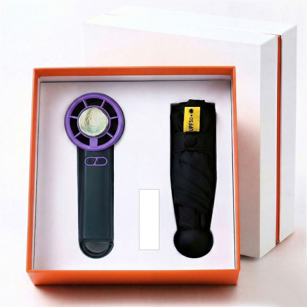 All-Weather Fan and Umbrella Set — UV Protected Portable Design