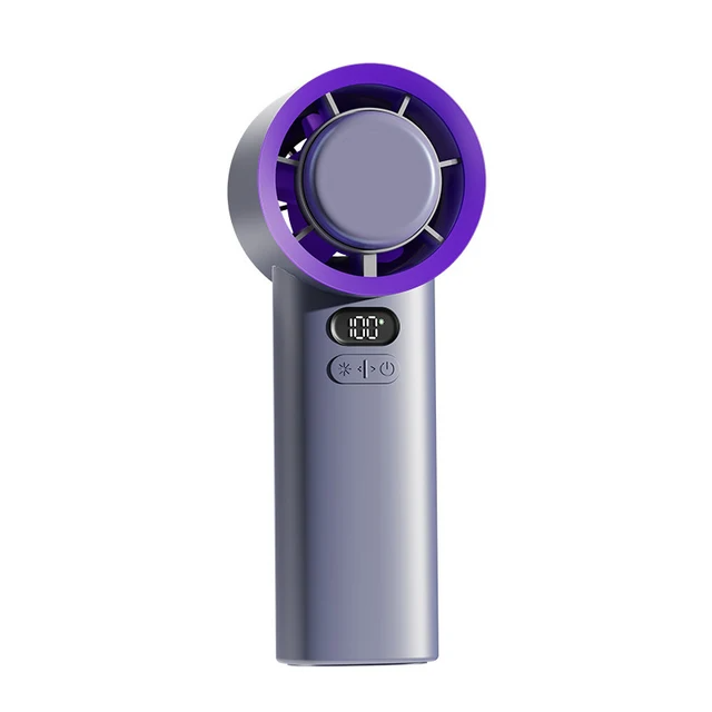 Přenosný ruční ventilátor - 3 rychlosti - USB dobíjecí - 2400mAh a 3600mAh - fialová a bílá | meowbutter