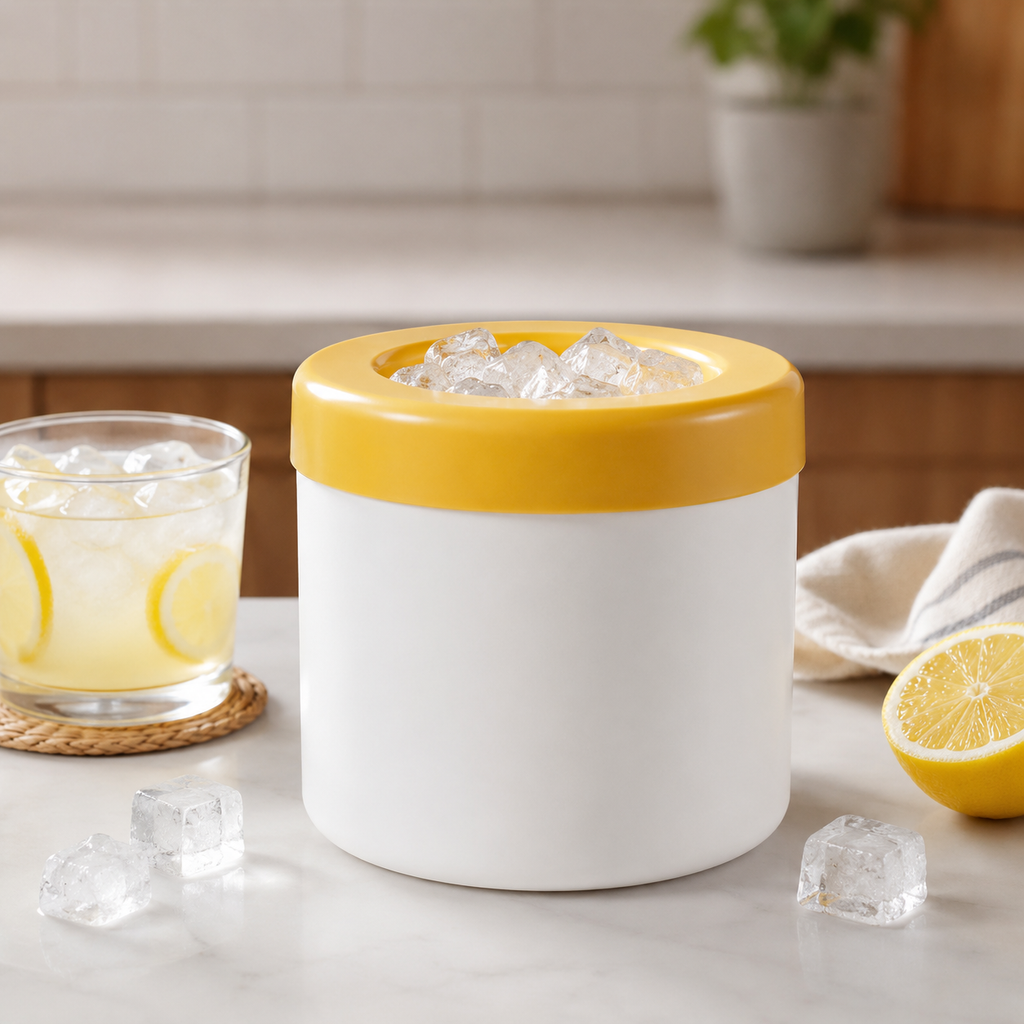 Kompakte Silikon-Eiswürfelform mit Deckel – tragbares, stapelbares Design