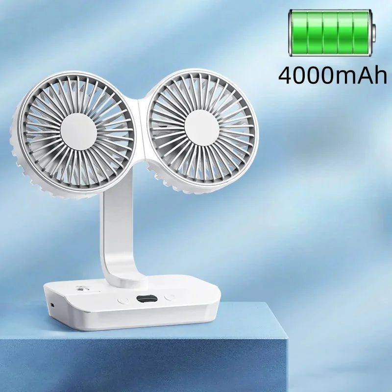 Kompaktní stolní ventilátor — LED noční světlo, nastavitelná oscilace