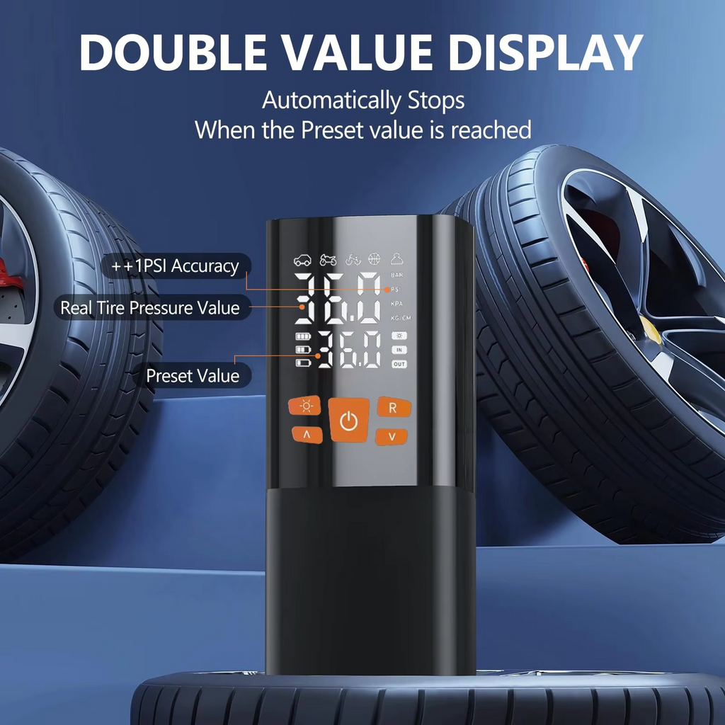 Compact 180 PSI Air Compressor — Rechargeable 25000mAh Battery Tire Inflator